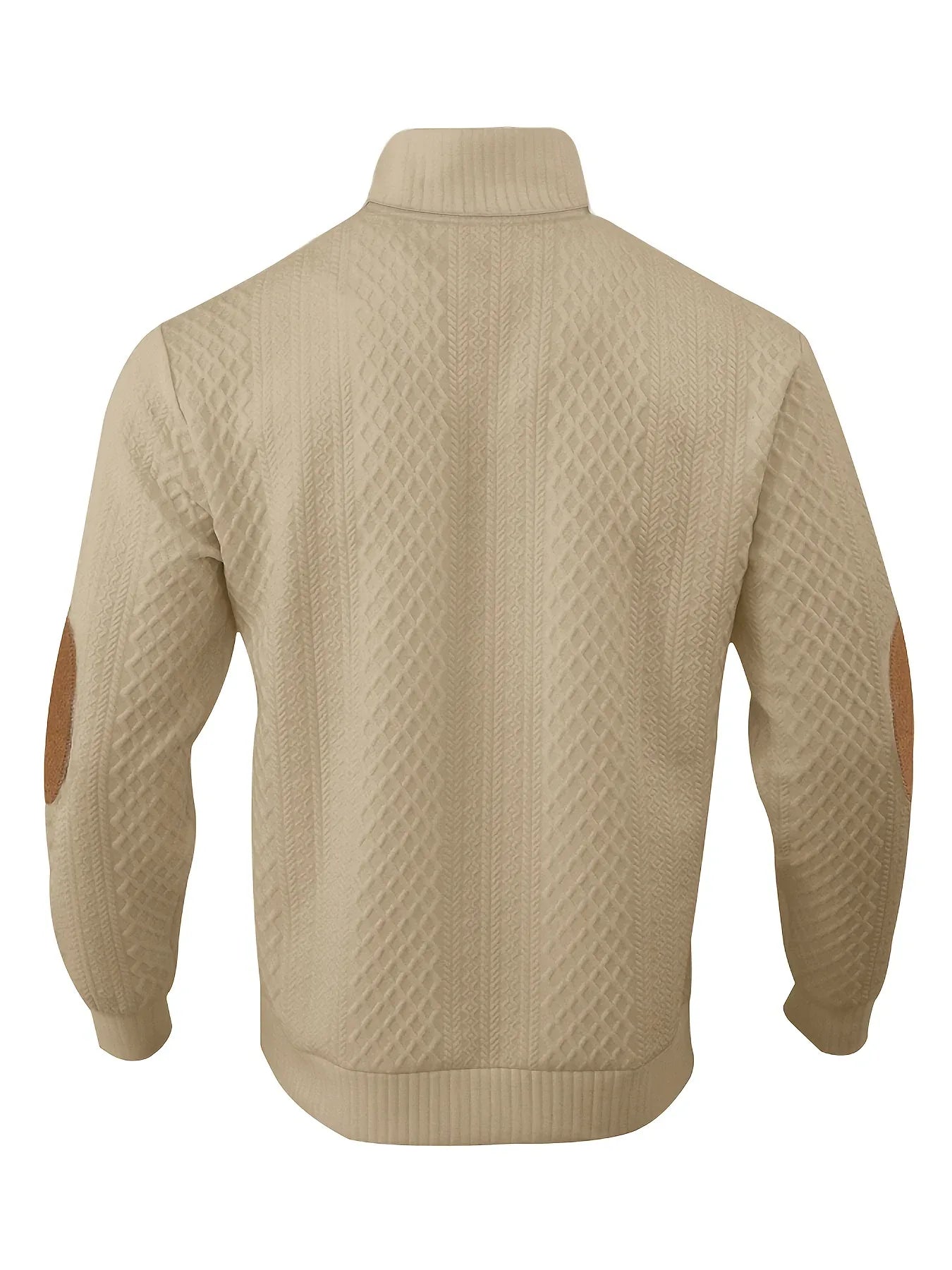 Men'S Autumn-Winter Christmas Stand Collar Jacquard Knit Sweater | Casual Style, 280g/m², High Collar, Button Details, Suitable for Outdoor Leisure and Holiday Gifts