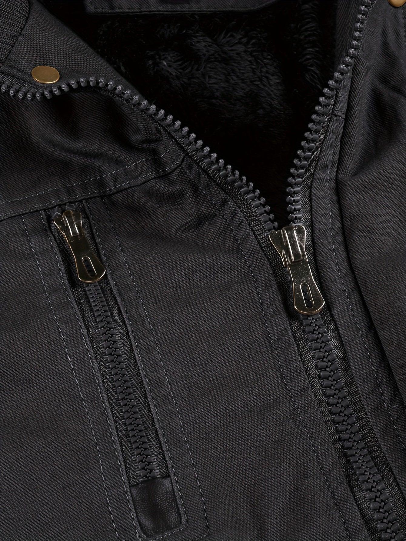 Men'S Heavyweight Winter Jacket - Thermal Insulated Cold Weather Coat with Zipper Closure, Multiple Utility Pockets - Loose Fit Military-style Outerwear for Hiking, Travel, Everyday - Black (Non-Stretch Polyester Construction