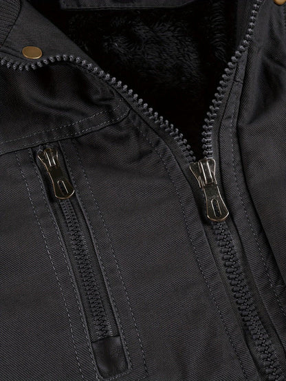 Men'S Heavyweight Winter Jacket - Thermal Insulated Cold Weather Coat with Zipper Closure, Multiple Utility Pockets - Loose Fit Military-style Outerwear for Hiking, Travel, Everyday - Black (Non-Stretch Polyester Construction