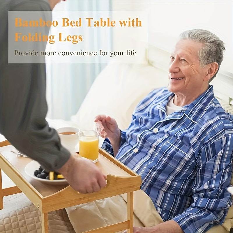 19.32 X 11.83 Inch Bed Tray Table With Handles Folding Legs, Breakfast Tray Bamboo Bed Tray For Sofa, Bed, Eating, Snacking And Working, 1/ 2 Packs - Montero Milan