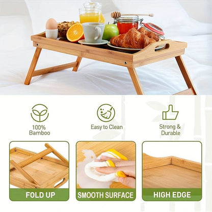 19.32 X 11.83 Inch Bed Tray Table With Handles Folding Legs, Breakfast Tray Bamboo Bed Tray For Sofa, Bed, Eating, Snacking And Working, 1/ 2 Packs - Montero Milan