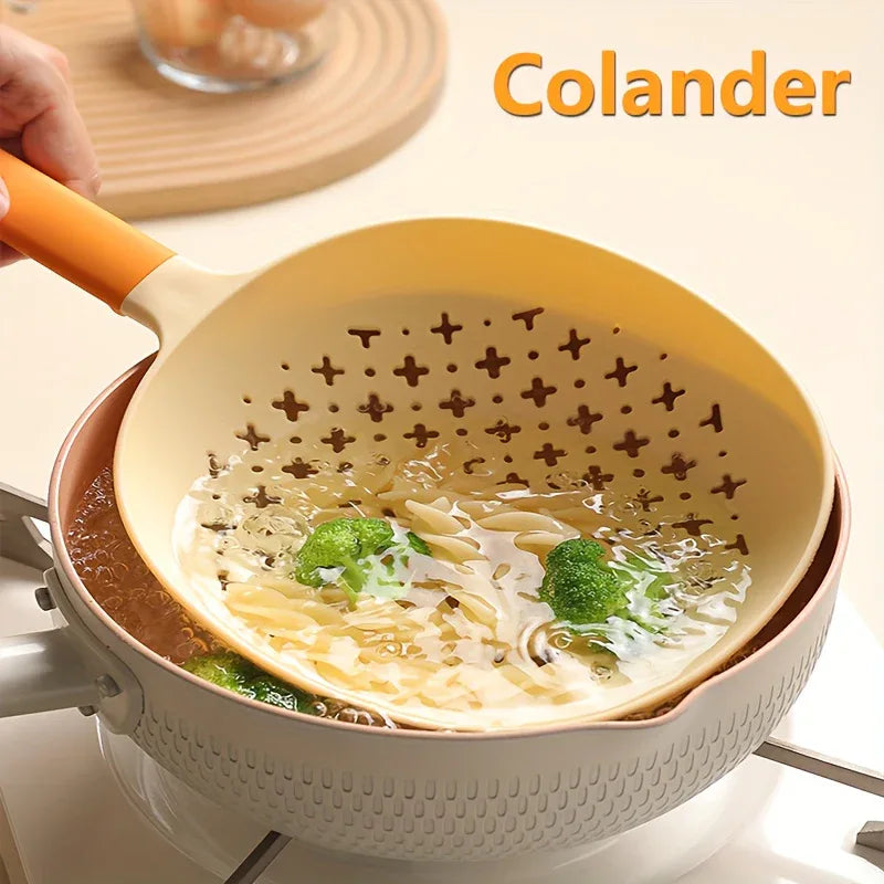Montero Milan 1pc, Kitchen Colander, Kitchen Household Large Plastic Drain Long Handle Spoon, Salvage Noodle Dumpling High Temperature Resistant Colander Kitchen Stuff Kitchen Accessories Baking Supplies