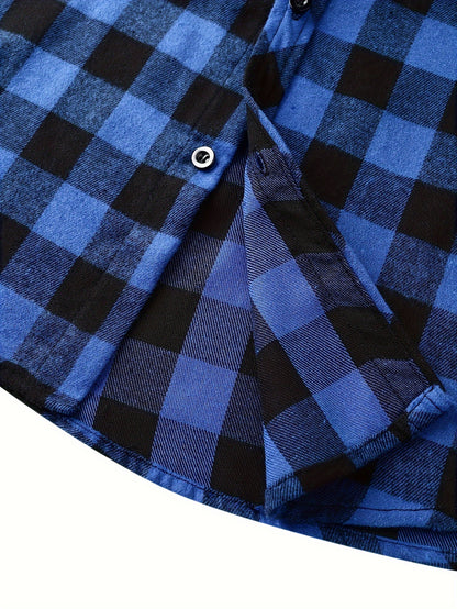Men's Fashion Hooded Plaid Trendy Shirt Hooded Plaid Sweatshirt, Autumn/Winter Essentials, New Season
