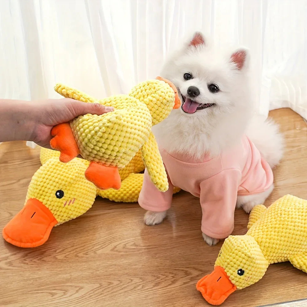 SweetS Large Dog Chew Toy - Heavy-Duty Plush Chew Proof Duck, Interactive Squeaker, for Puppies & Adult Dogs, Teeth Cleaning, No Batteries Needed, Safe for Aggressive Chewers - Ideal for Golden Retrievers, Corgis, Cats - Dura