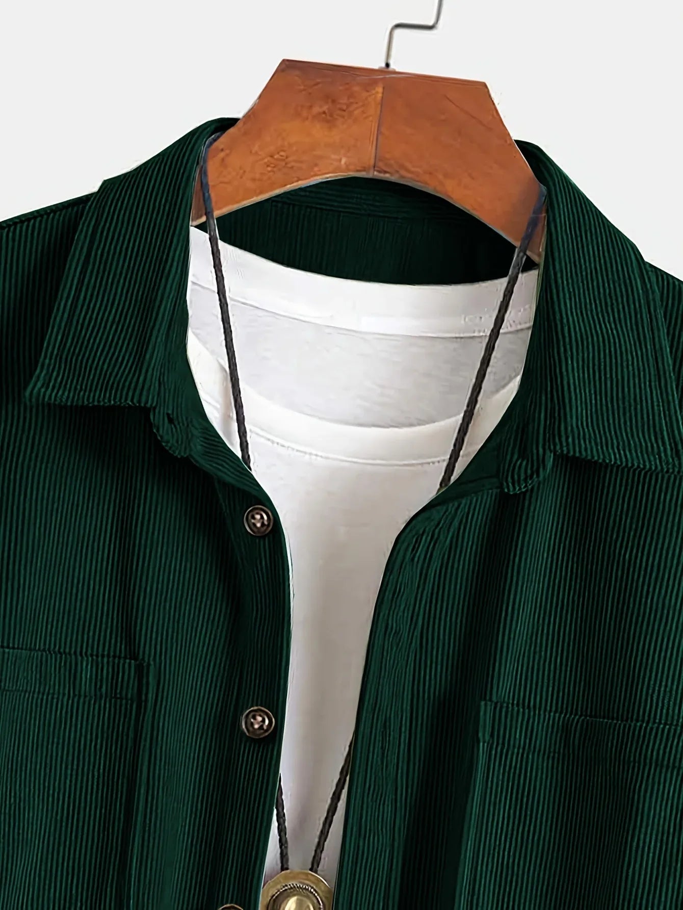 Men'S Corduroy Casual Shirt Jacket - Classic Collar, Button-Up Long Sleeve with Double Chest Pockets, Light Blue, Perfect for Spring & Fall, Everyday Fashion, Street Style, and Office Wear