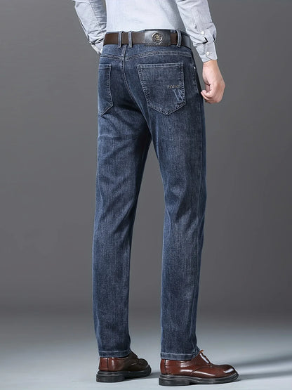 Premium Men's Jeans 2025 Trendy Slim Fit Straight-Leg Denim Pants for Autumn/Winter, Thick Casual Trousers for All Seasons