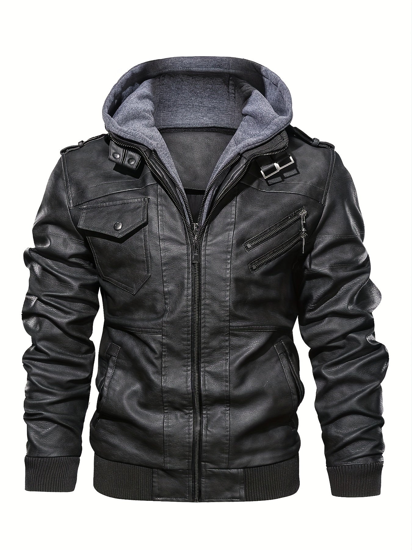 Men’s Hooded Leather Jacket