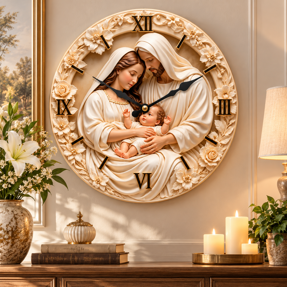 Holy Family Nativity Wall Clock
