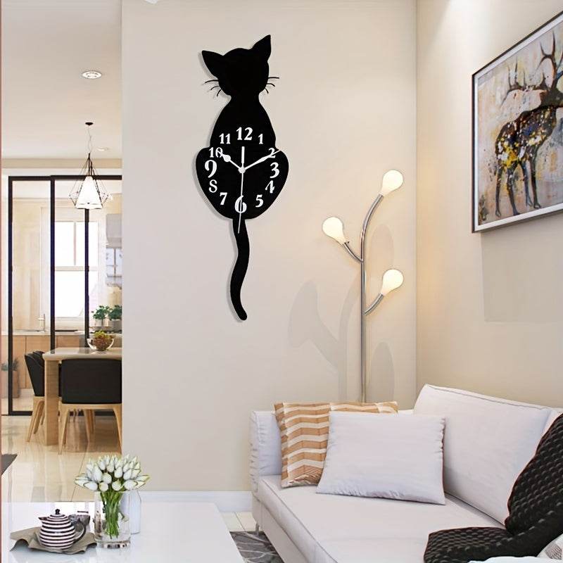 Charming Swinging Tail Kitten Clock for Any Room Decor - Montero Milan