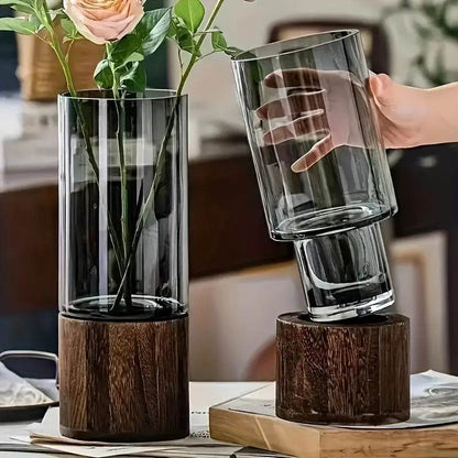 Nordic Elegant Glass Vase (detachable wooden base) - Montero Milan