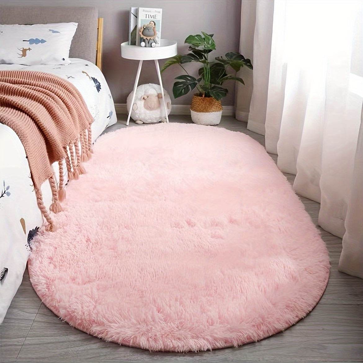 Plush Oval Faux Fur Rug - Montero Milan