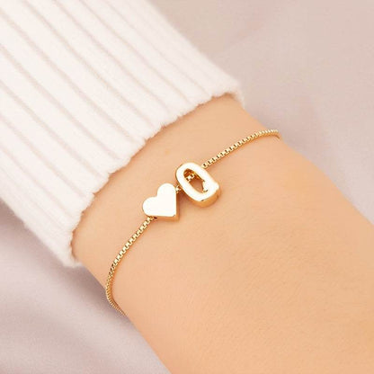 Gold Heart Initial Bracelet - Montero Milan