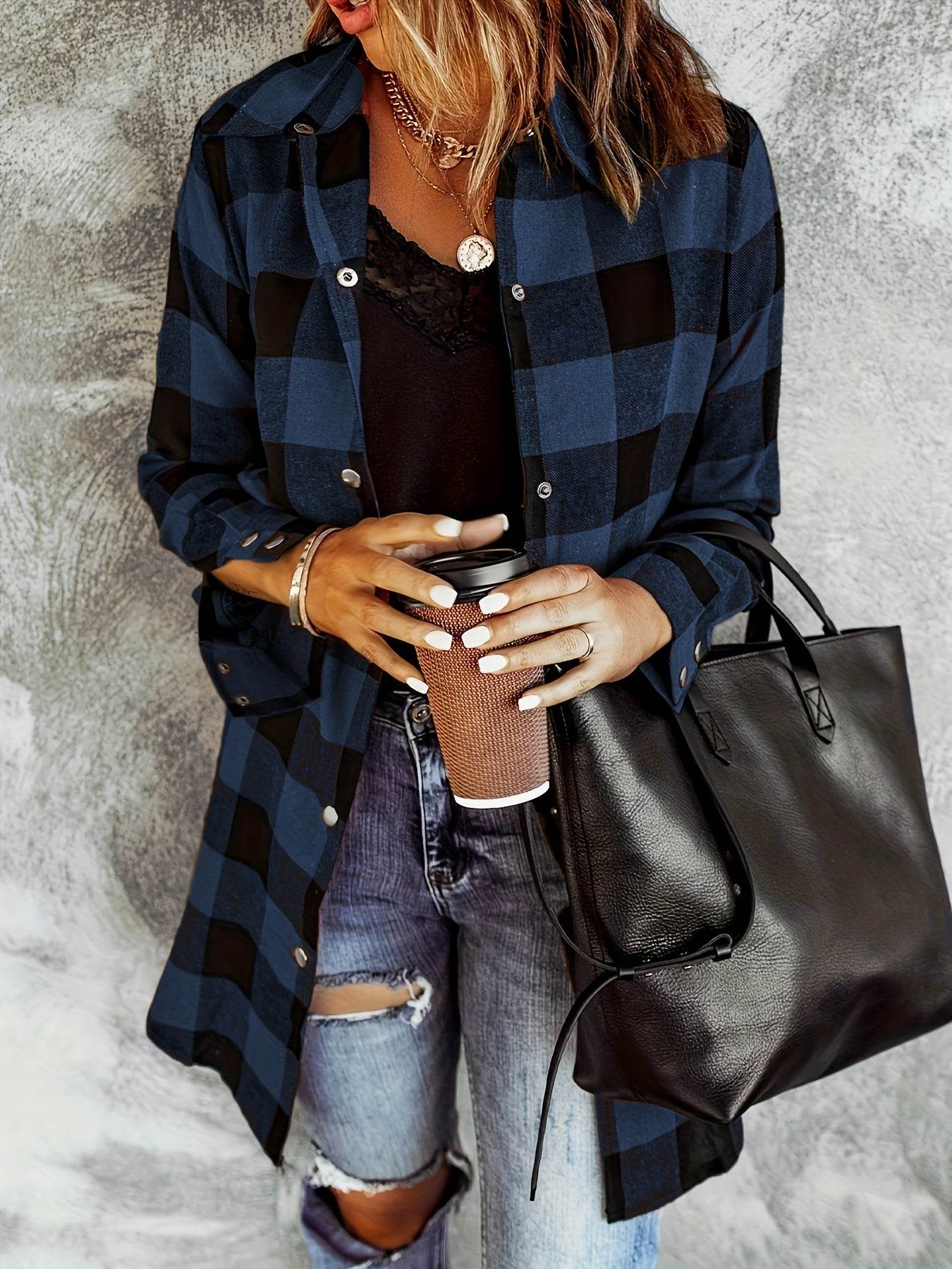 Relaxed Fit Plaid Shacket - Montero Milan