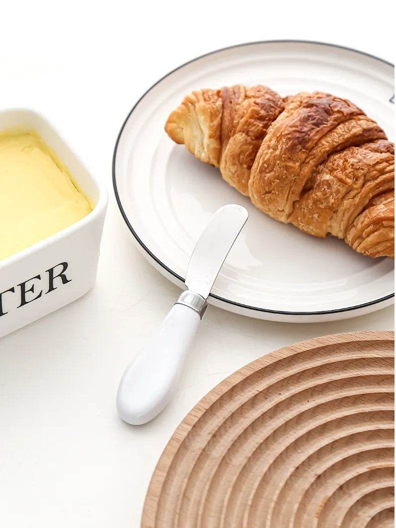 Ceramic Butter Dish with Bamboo Lid & Spreader - Montero Milan