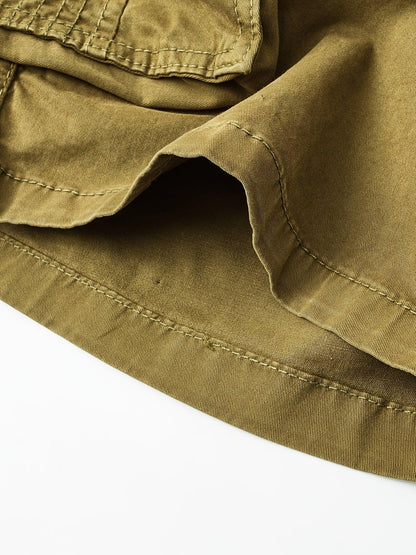 Men'S Heavy-Duty Work Shorts - Olive Green Cargo Pants with Multiple Utility Pockets, Non- Fabric for Construction, Outdoor, Everyday Casual - Adjustable Drawstring Waist - Model 9385, Outdoor Apparel, Functional Design, Dura