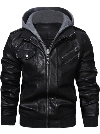 Men’s Hooded Leather Jacket