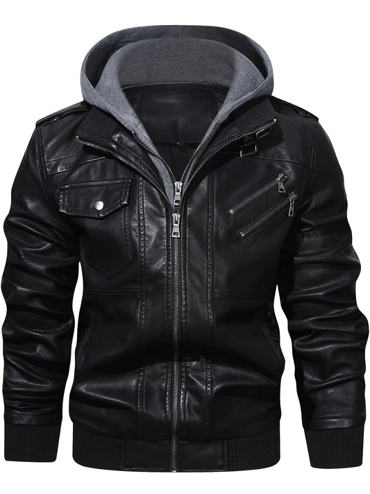 Men’s Hooded Leather Jacket
