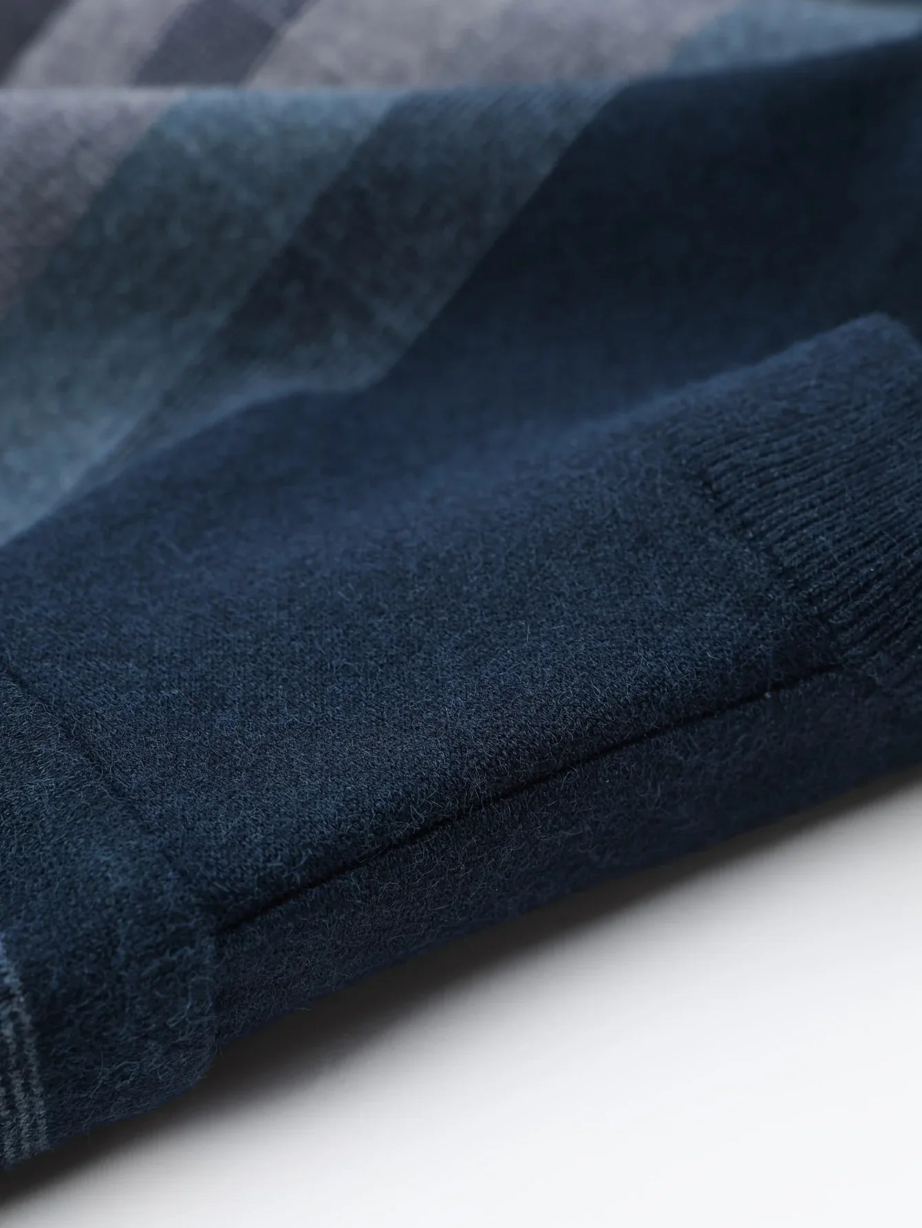 Men'S Thickened Sweater - Navy Blue & Gray Horizontal Stripes, Long Sleeve Round Neck Pullover for Fall/Winter, Casual & Formal Outfits - Everyday & Special Occasion Top, Knit