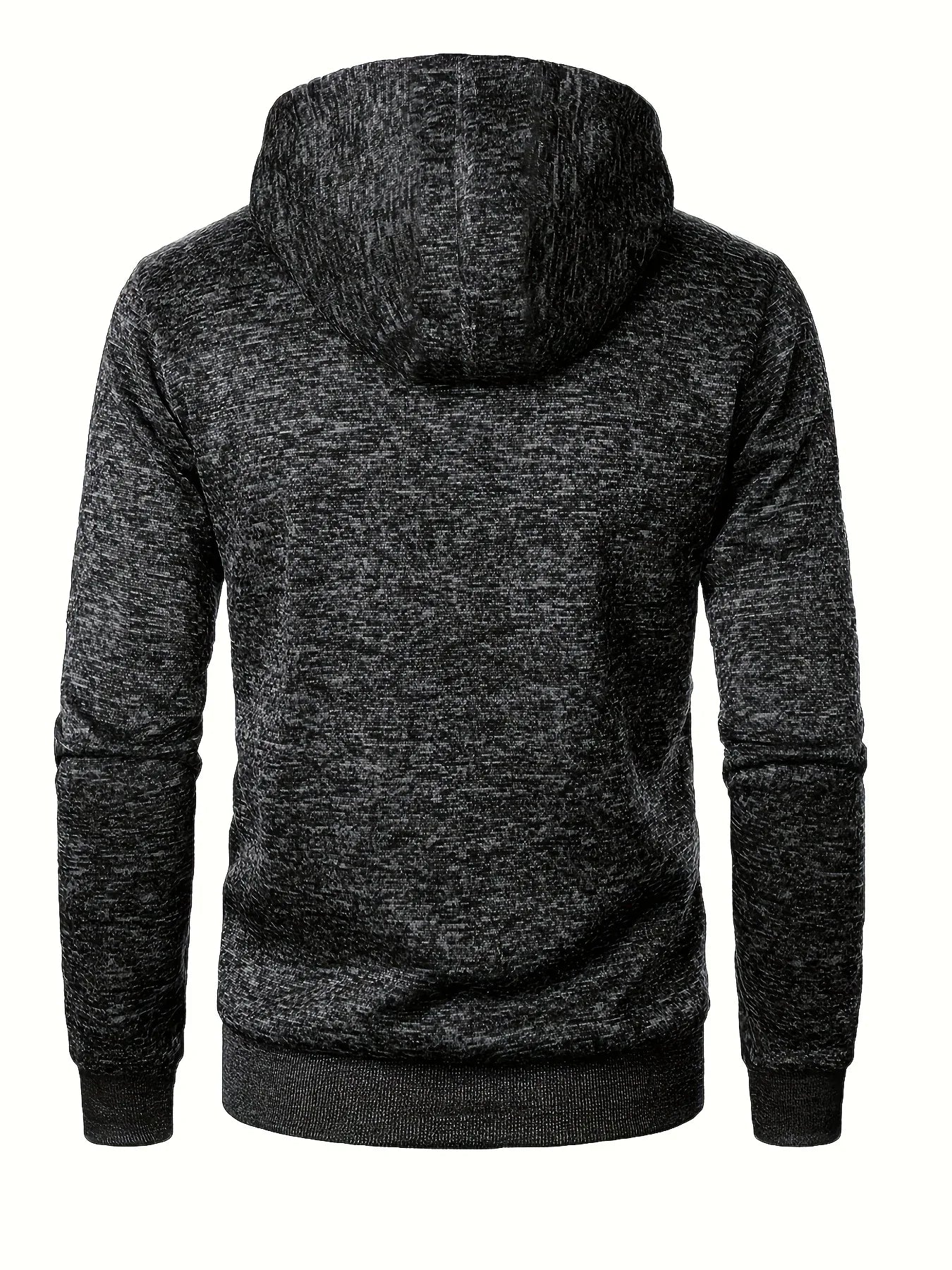 Men'S Hooded Zip-Up Sweater Jacket - Long Sleeve Thin Fleece-Lined Casual Outerwear with Front Pockets, Solid Black, Regular Fit for Fall & Winter, Autumn Winter Apparel | Hooded Sweater | Zippered Jacket, Knit, Men Hoodie Zi
