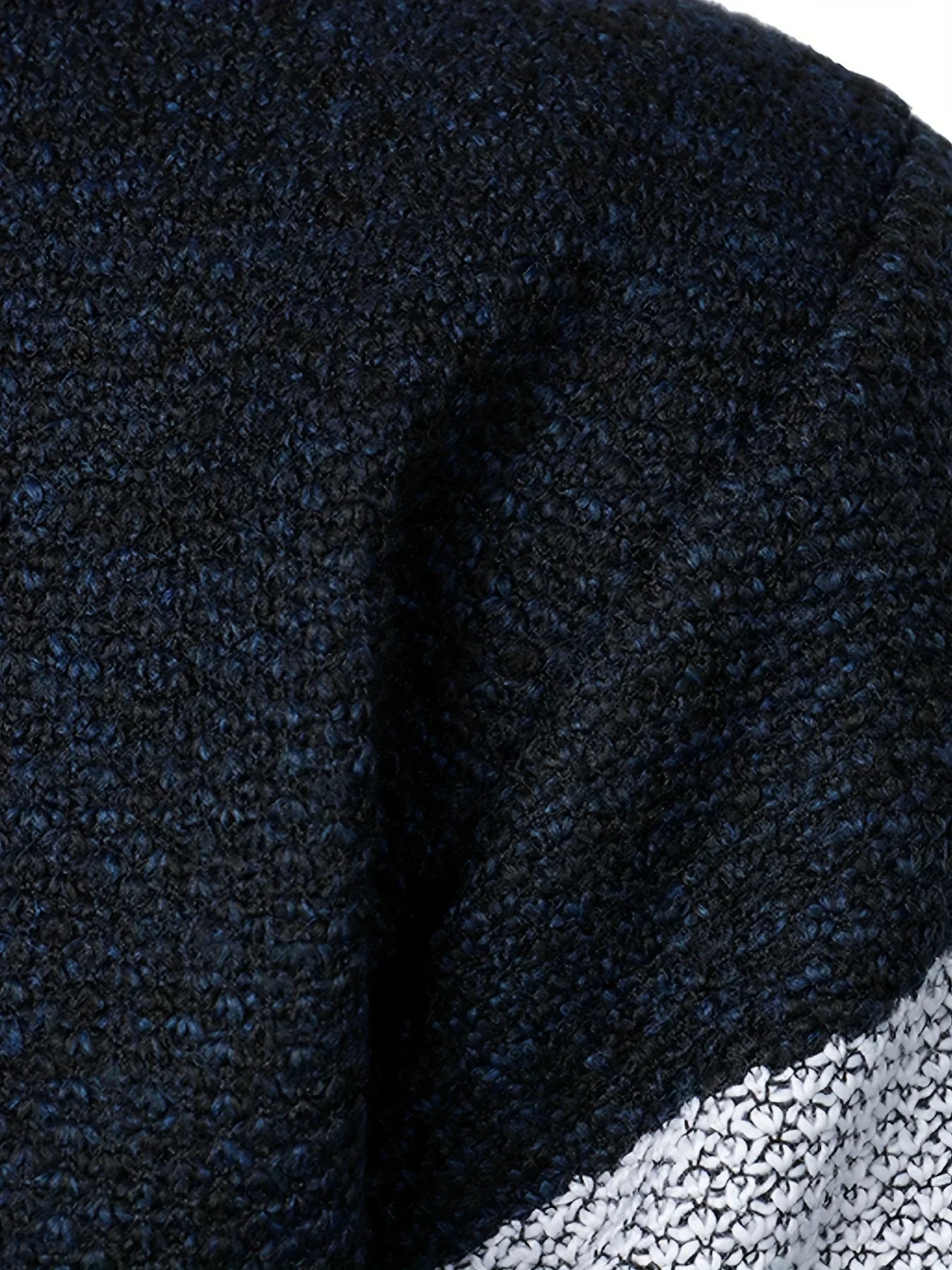 Men'S Color-Blocked Stand Collar Thickened Knitted Pullover Sweater