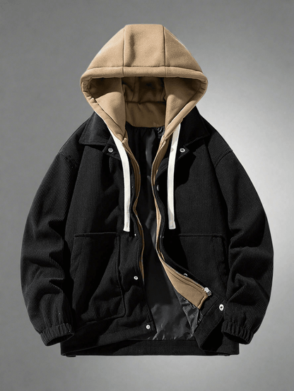 False Two-Piece Hooded Basketball Jacket - Montero Milan