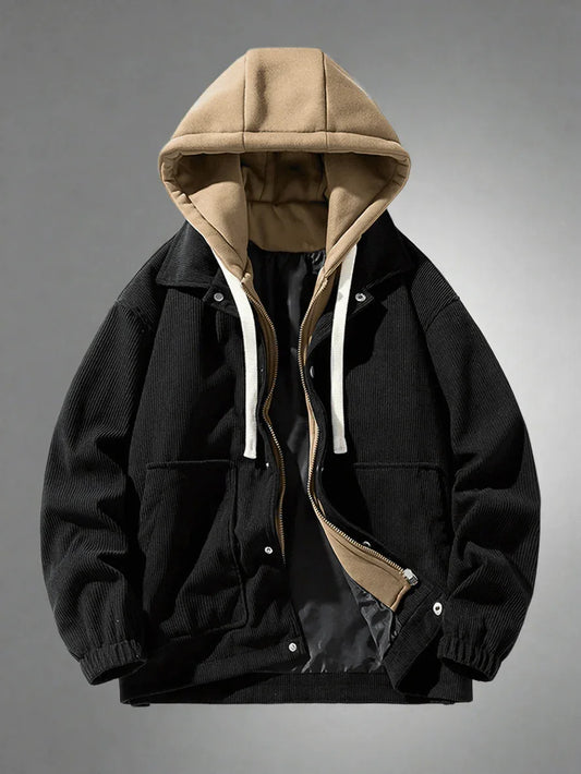 False Two-Piece Hooded Basketball Jacket - Montero Milan