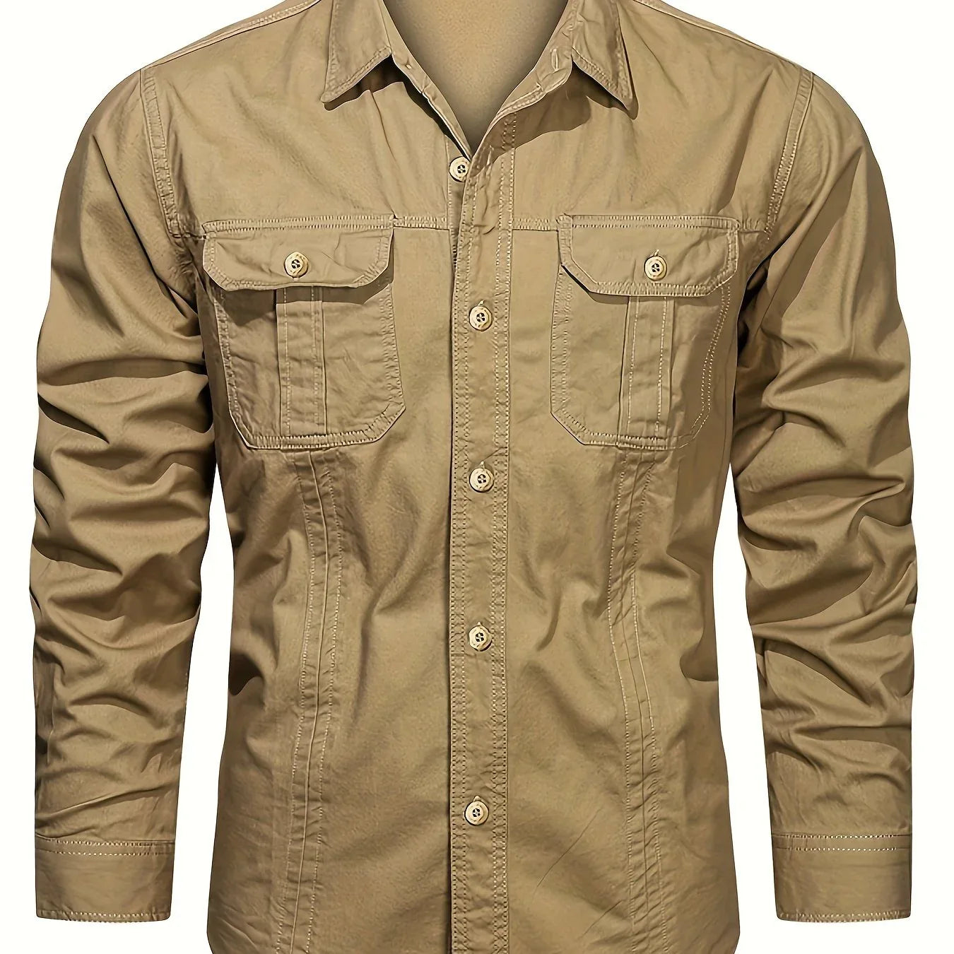 Men's Heavyweight Long Sleeve Shirt - Button-Up Formal & informal Shirt in, Classic Collar, Chest Pocket - Machine Washable Work, Outdoor, Everyday Shirt for Men - Spring/Fall Essential, Outdoor Casual Wear, Nonstretch Fabric
