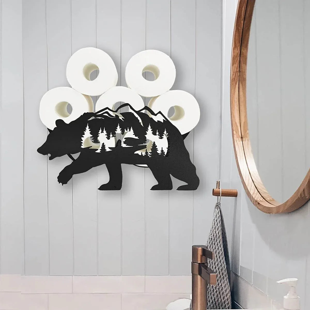 Black Bear Toilet Paper Holder Rack - Montero Milan
