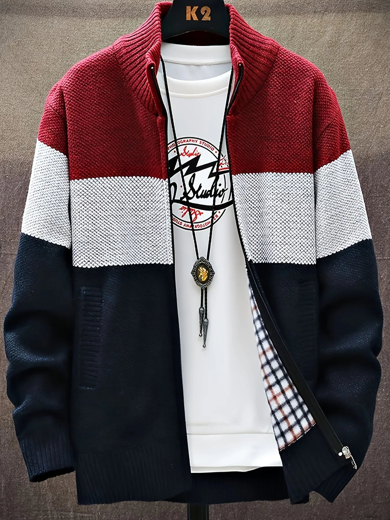 Men'S Knitted Cardigan with a Stand-Up Collar, a Casual And Stylish Outerwear.