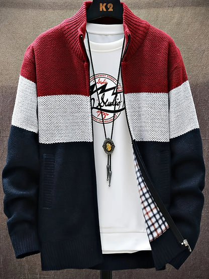 Men'S Knitted Cardigan with a Stand-Up Collar, a Casual And Stylish Outerwear.