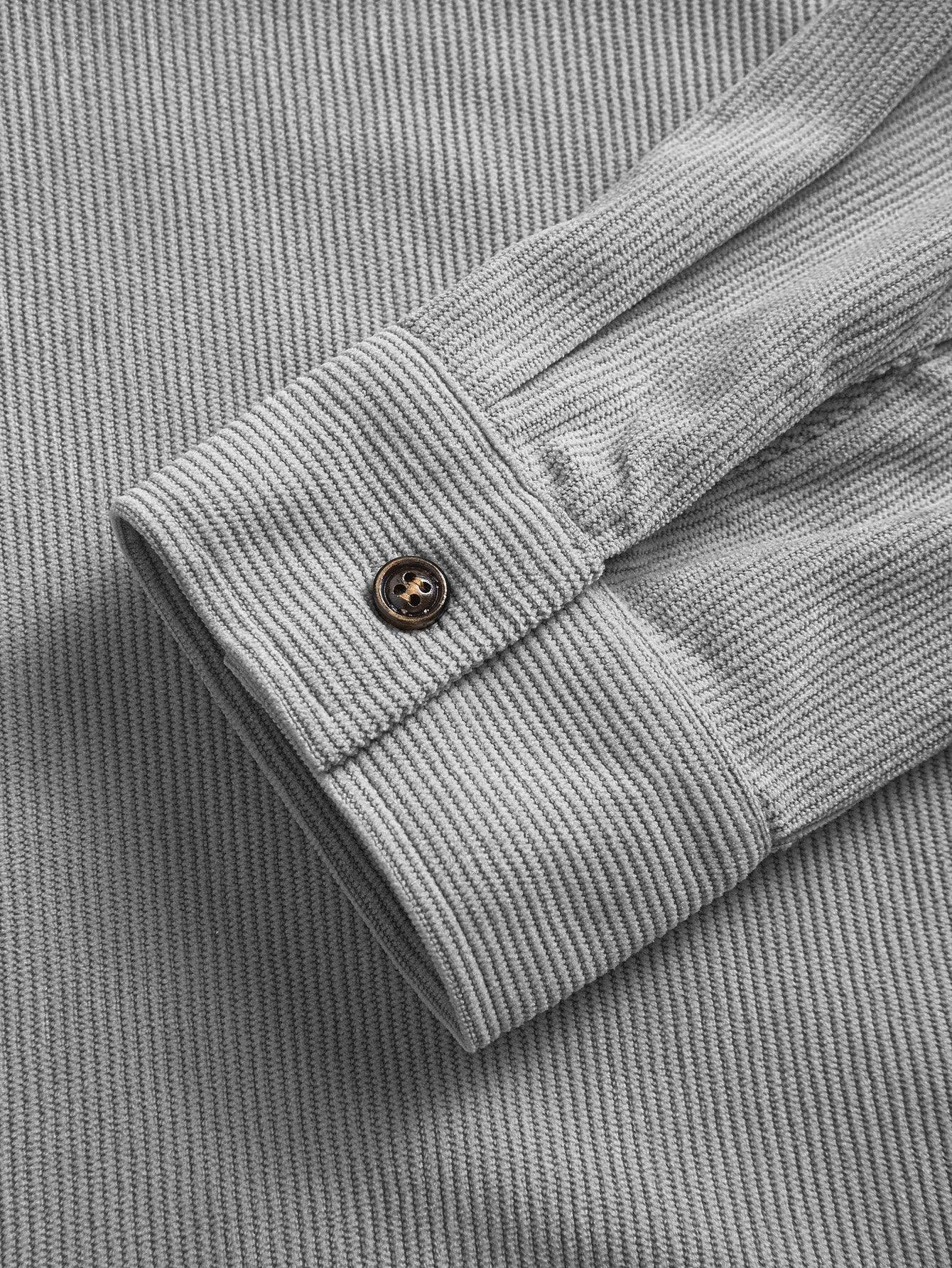 Men'S Corduroy Casual Shirt Jacket - Classic Collar, Button-Up Long Sleeve with Double Chest Pockets, Light Blue, Perfect for Spring & Fall, Everyday Fashion, Street Style, and Office Wear
