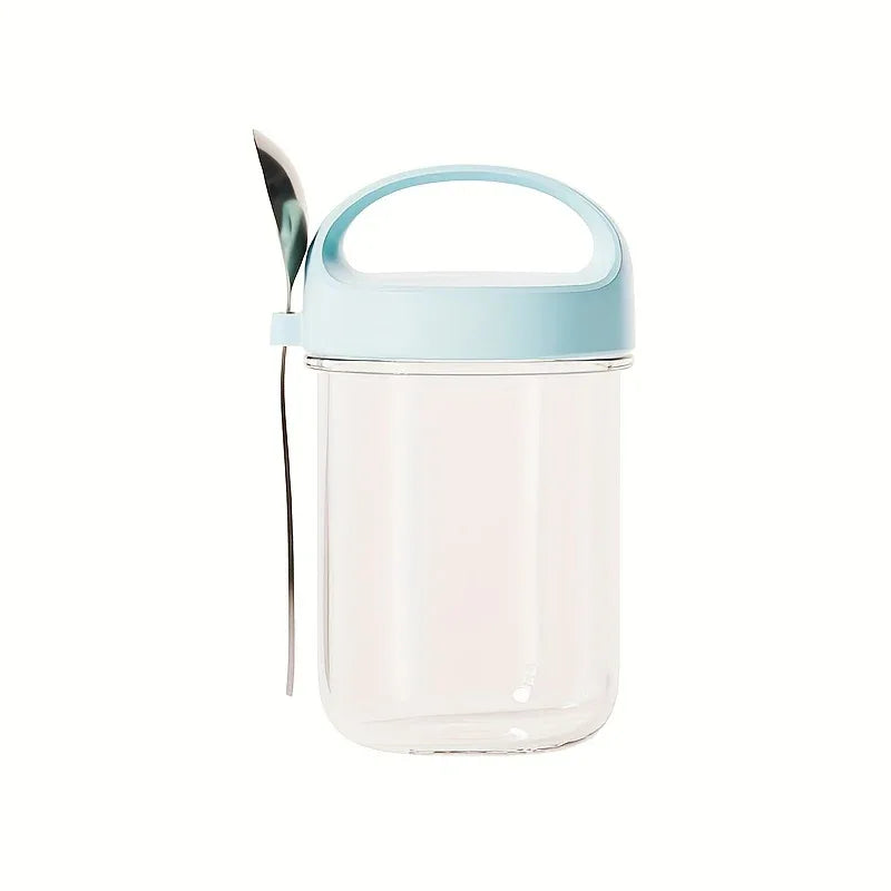 Glass Yogurt Cup with a Wide Mouth, Sealed Jar for Overnight Oats, Smoothie Cup, And a Breakfast Cup for Grains with a Spoon.