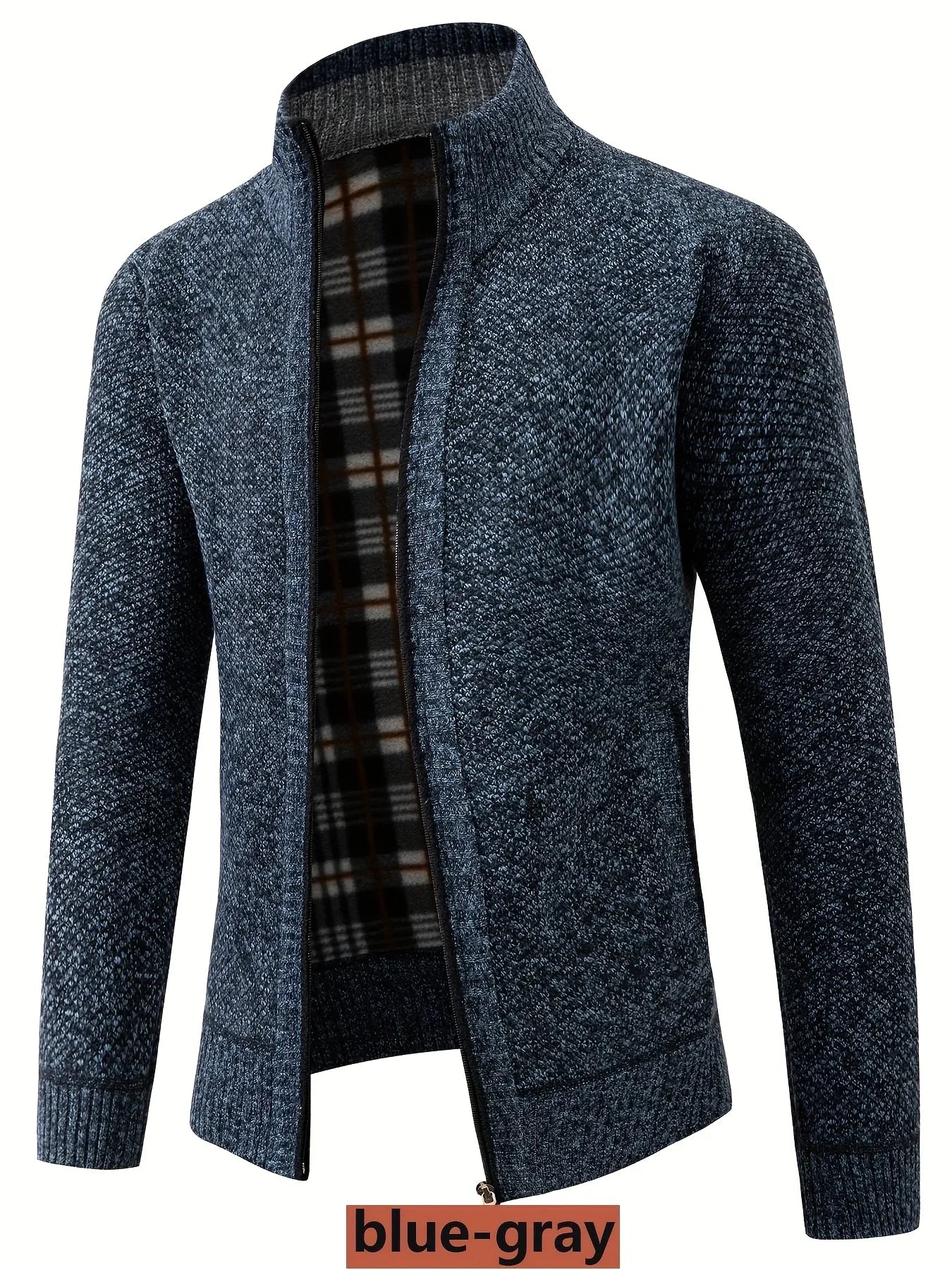 Men'S Knitted Cardigan Sweater | High Neck, Long Sleeve, Rib-Knit, All-Season, Casual Style