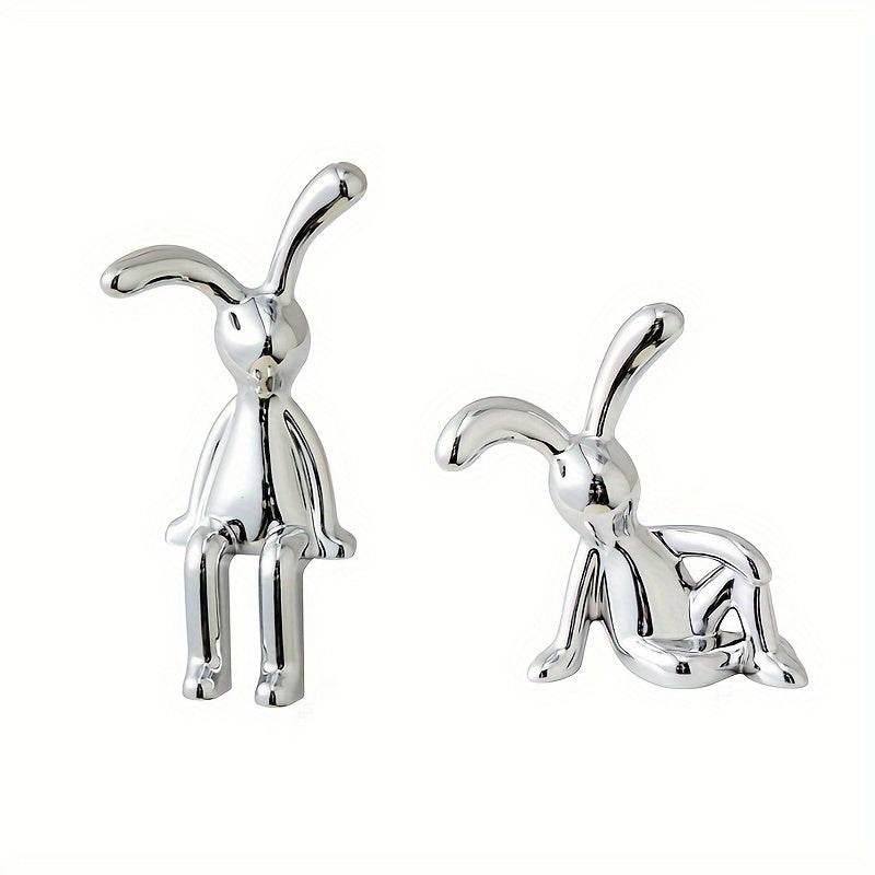Nordic Silver Bunny Figurines – Set of 2 - Montero Milan