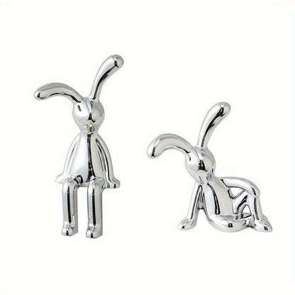 Nordic Silver Bunny Figurines – Set of 2 - Montero Milan