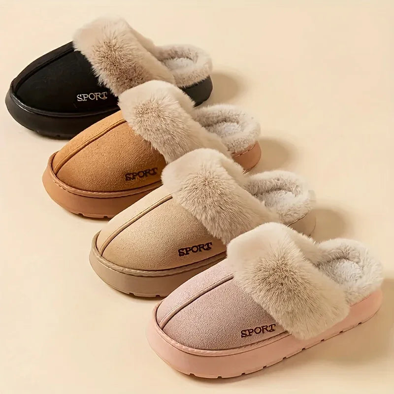 Women'S Cozy Fleece-Lined Slip-On Slippers - Soft Plush Indoor/Outdoor Shoes with EVA Sole, Warm Winter Footwear for Couples, Perfect Gift Idea, Indoor Slippers | Plush Lined Slippers | EVA Sole Slippers, Slippers for Feet