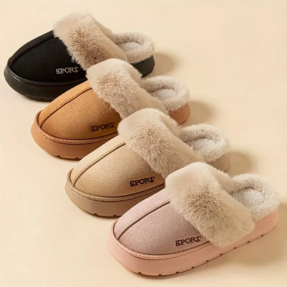 Women'S Cozy Fleece-Lined Slip-On Slippers - Soft Plush Indoor/Outdoor Shoes with EVA Sole, Warm Winter Footwear for Couples, Perfect Gift Idea, Indoor Slippers | Plush Lined Slippers | EVA Sole Slippers, Slippers for Feet