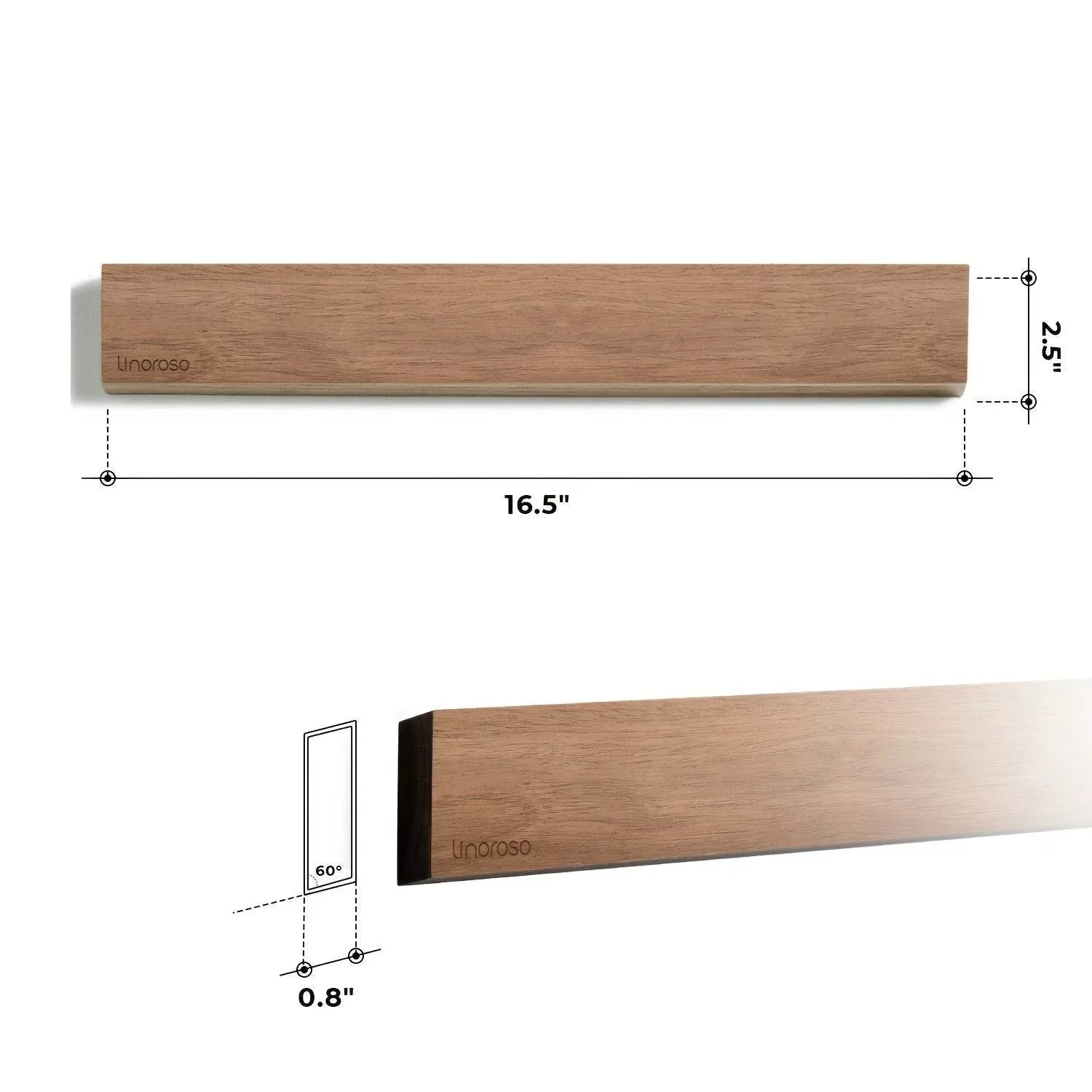 [Magnetic Knife Holder] Linoroso Magnetic Acacia Wood 16.5 Inches Wall Mounted Knife Holder, Knife Bar, Kitchen Utensil Holder - Montero Milan