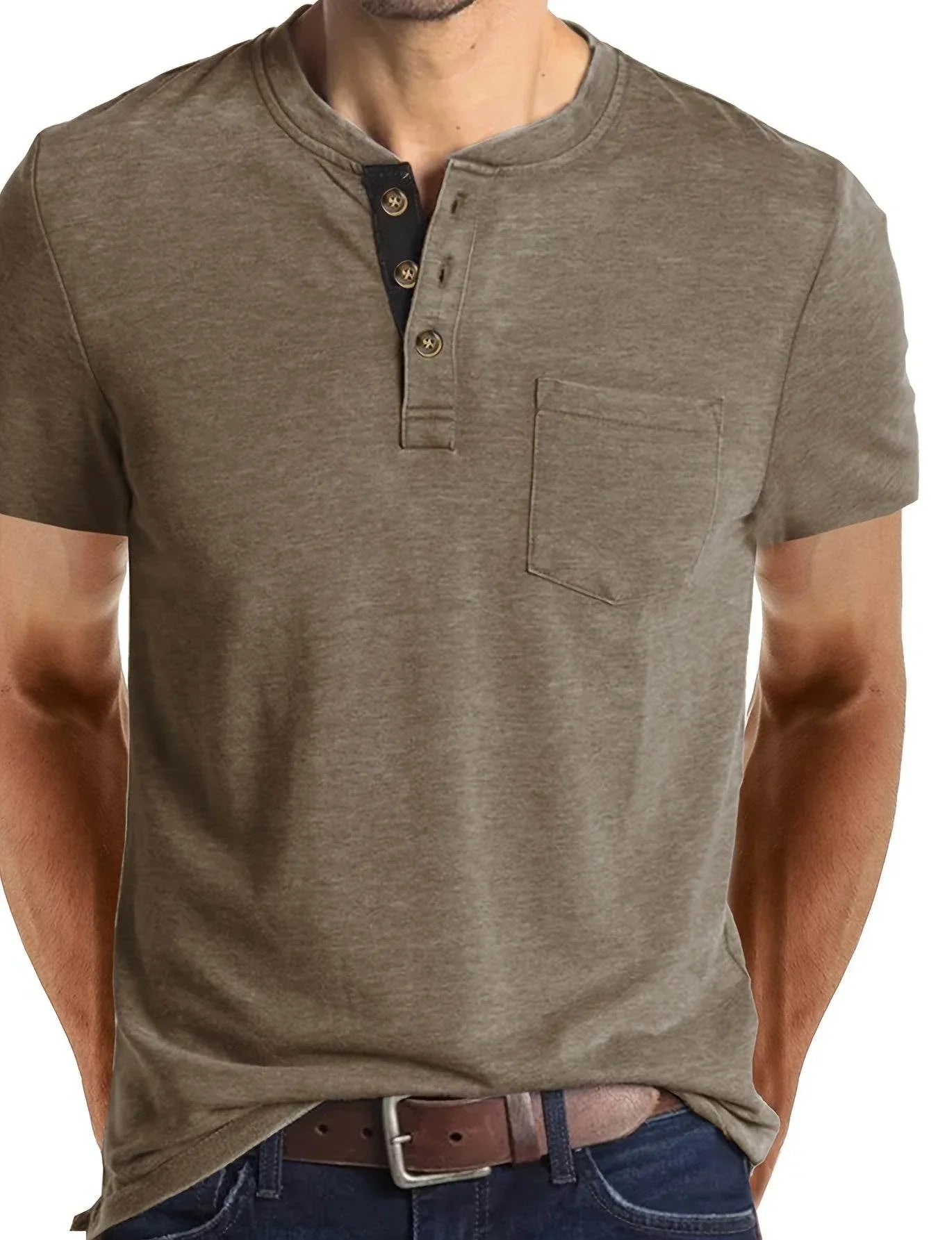 Men's Classic Cotton Blend Henley Tee - Montero Milan