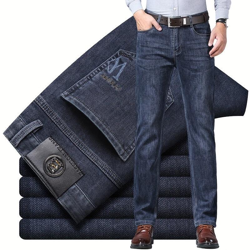 Premium Men's Jeans 2025 Trendy Slim Fit Straight-Leg Denim Pants for Autumn/Winter, Thick Casual Trousers for All Seasons