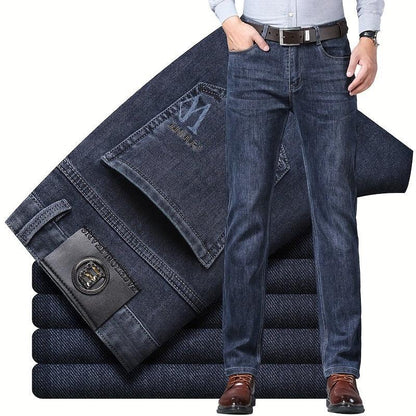 Premium Men's Jeans 2025 Trendy Slim Fit Straight-Leg Denim Pants for Autumn/Winter, Thick Casual Trousers for All Seasons