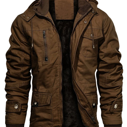 Men'S Heavyweight Winter Jacket - Thermal Insulated Cold Weather Coat with Zipper Closure, Multiple Utility Pockets - Loose Fit Military-style Outerwear for Hiking, Travel, Everyday - Black (Non-Stretch Polyester Construction