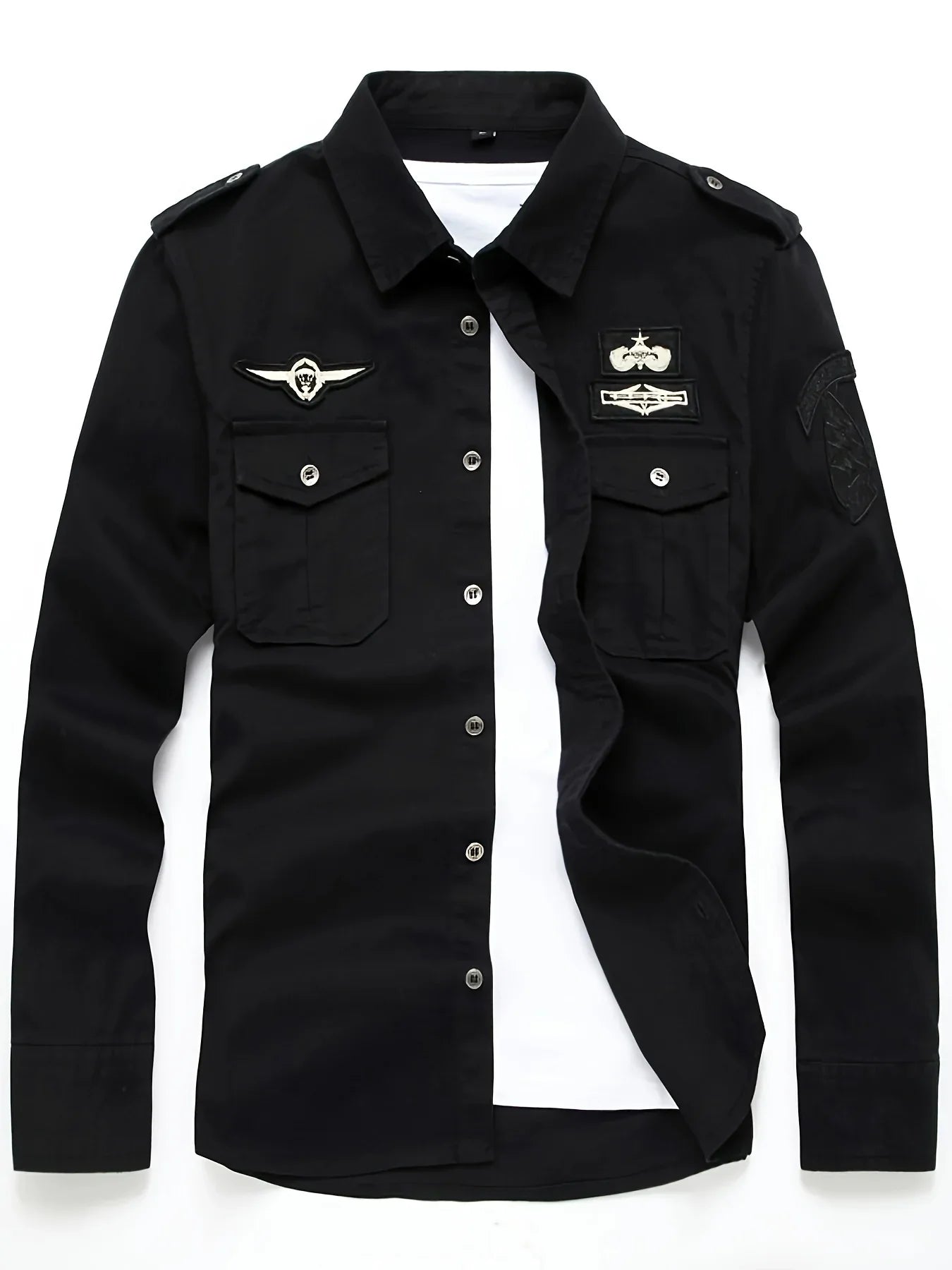 Autumn Long Sleeve Shirt for Men, Outdoor Plus Size Military Style Loose Fit Top, Pure Cotton High-Density Twill Casual Workwear Shirt, Thin Twill Long Sleeve Workwear
