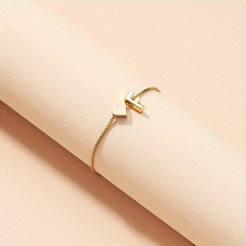 Gold Heart Initial Bracelet - Montero Milan