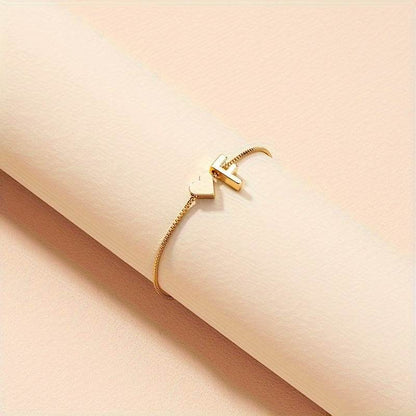 Gold Heart Initial Bracelet - Montero Milan