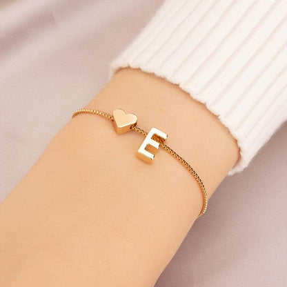 Gold Heart Initial Bracelet - Montero Milan