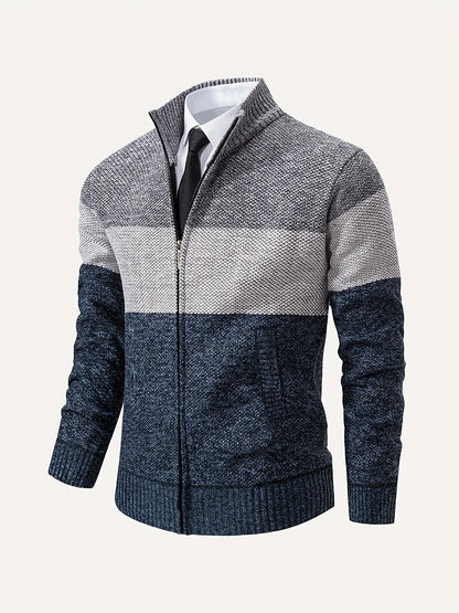 Men'S Knitted Cardigan with a Stand-Up Collar, a Casual And Stylish Outerwear.