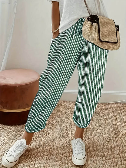 Striped High-Waisted Wide-Leg Pants - Montero Milan