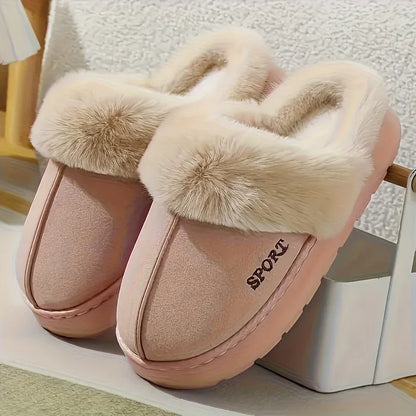 Women'S Cozy Fleece-Lined Slip-On Slippers - Soft Plush Indoor/Outdoor Shoes with EVA Sole, Warm Winter Footwear for Couples, Perfect Gift Idea, Indoor Slippers | Plush Lined Slippers | EVA Sole Slippers, Slippers for Feet