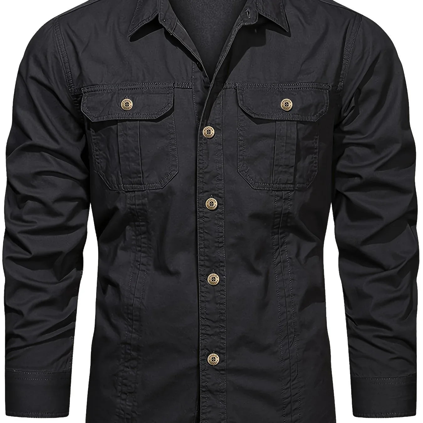 Men's Heavyweight Long Sleeve Shirt - Button-Up Formal & informal Shirt in, Classic Collar, Chest Pocket - Machine Washable Work, Outdoor, Everyday Shirt for Men - Spring/Fall Essential, Outdoor Casual Wear, Nonstretch Fabric